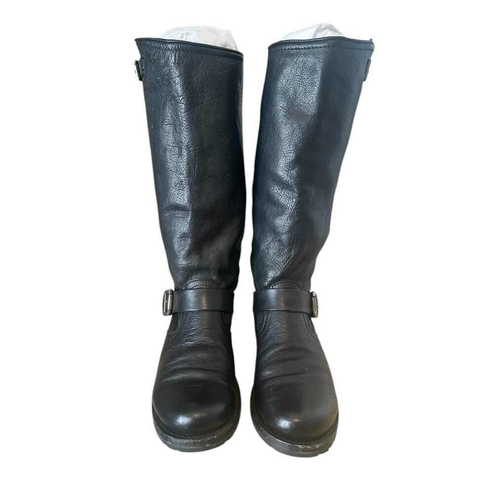 Frye Vintage Black Leather Knee High Veronica Slouch Boot Size 8.5 - Picture 3 of 11